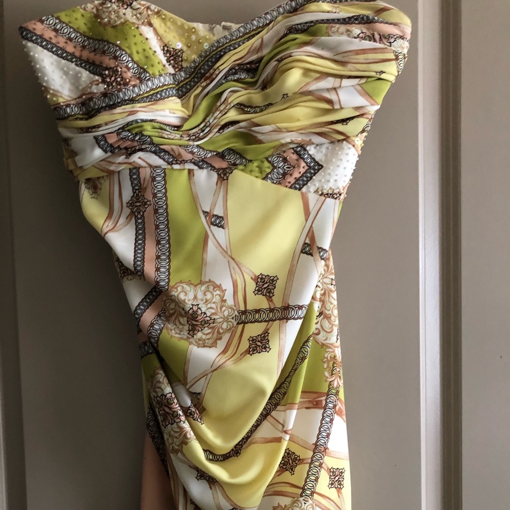 Kay Unger strapless dress beaded top